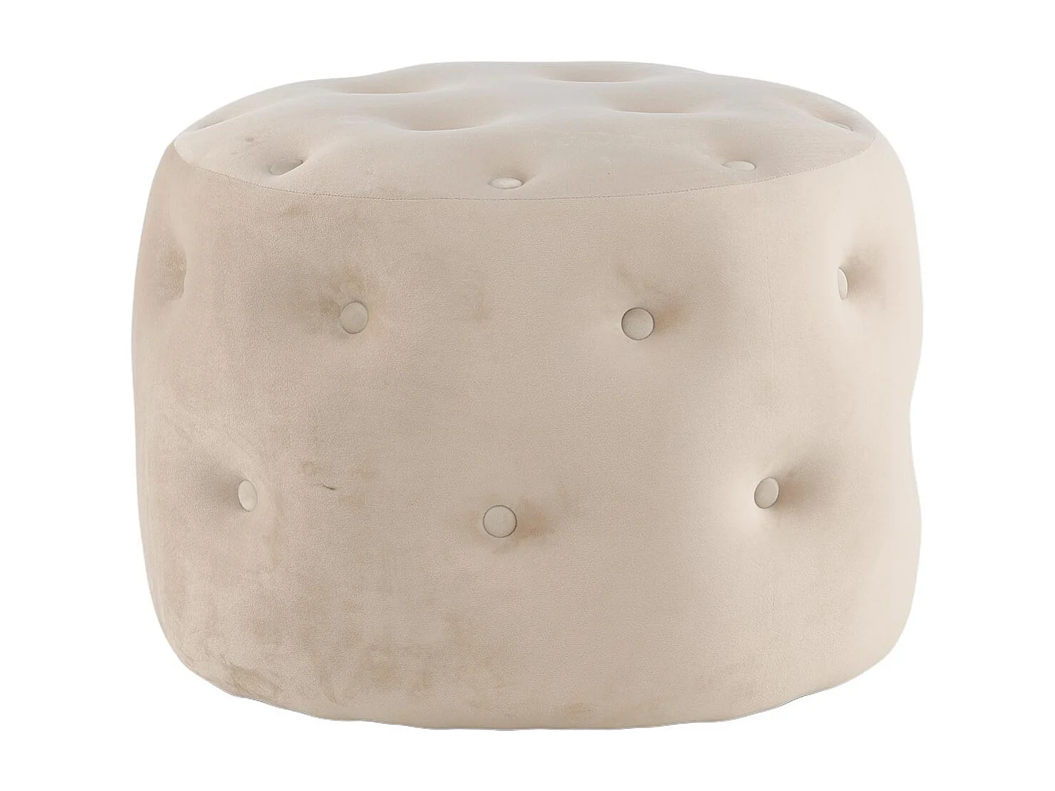 Pouf Capitonné en Velours "Benjamin" 55cm Beige