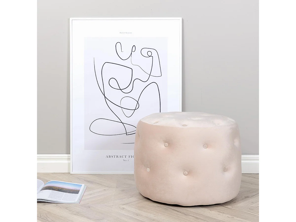 Benjamin Pouf, Hocker Ø55cm Velour weiß.