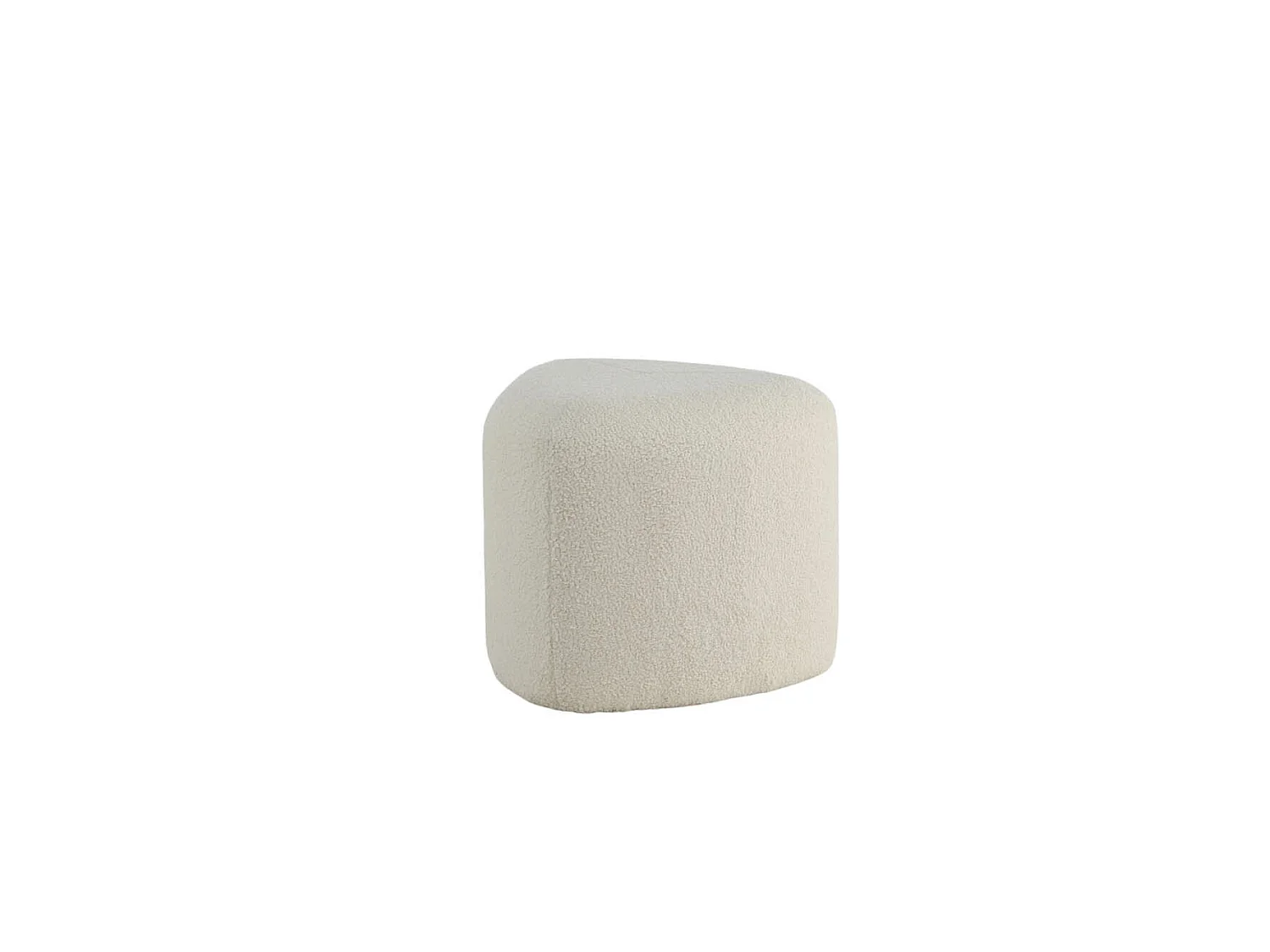 Pouf Tissu Bouclette "Peg" 46cm Blanc