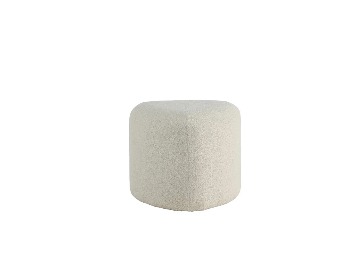 Peg Pouf, Hocker Ø46cm Teddystoff weiß.