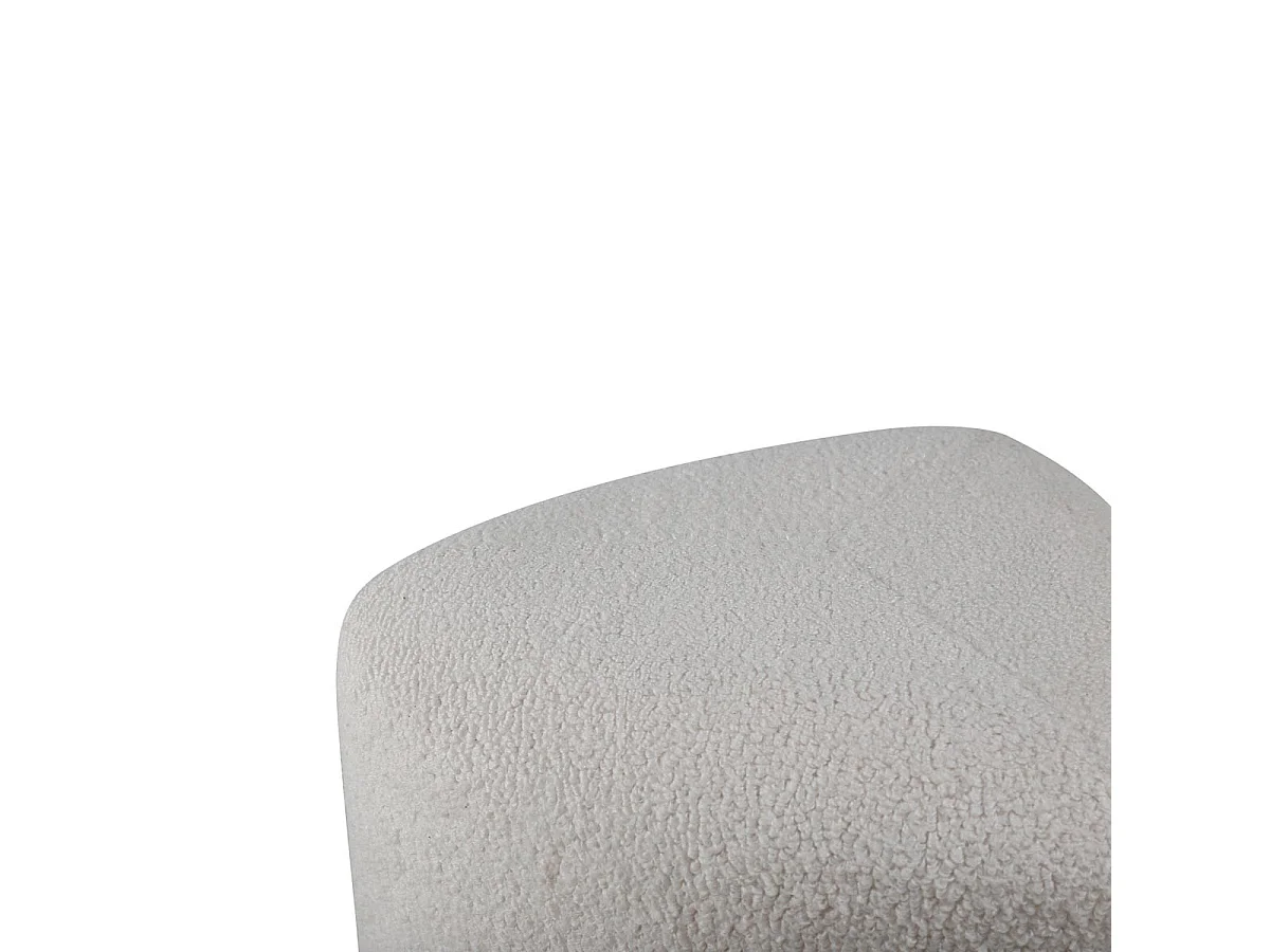 Pouf Tissu Bouclette "Peg" 46cm Blanc