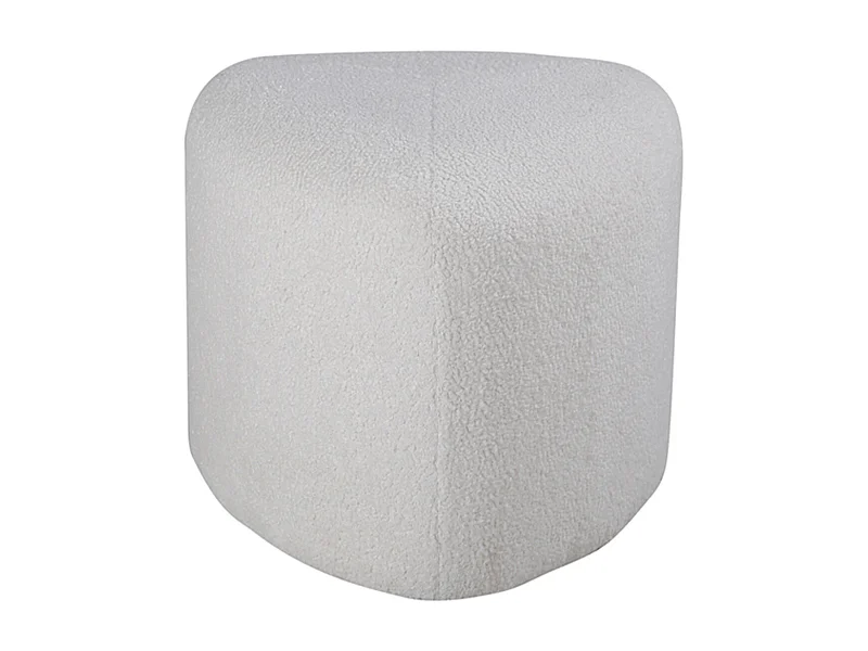 Pouf Tissu Bouclette "Peg" 46cm Blanc