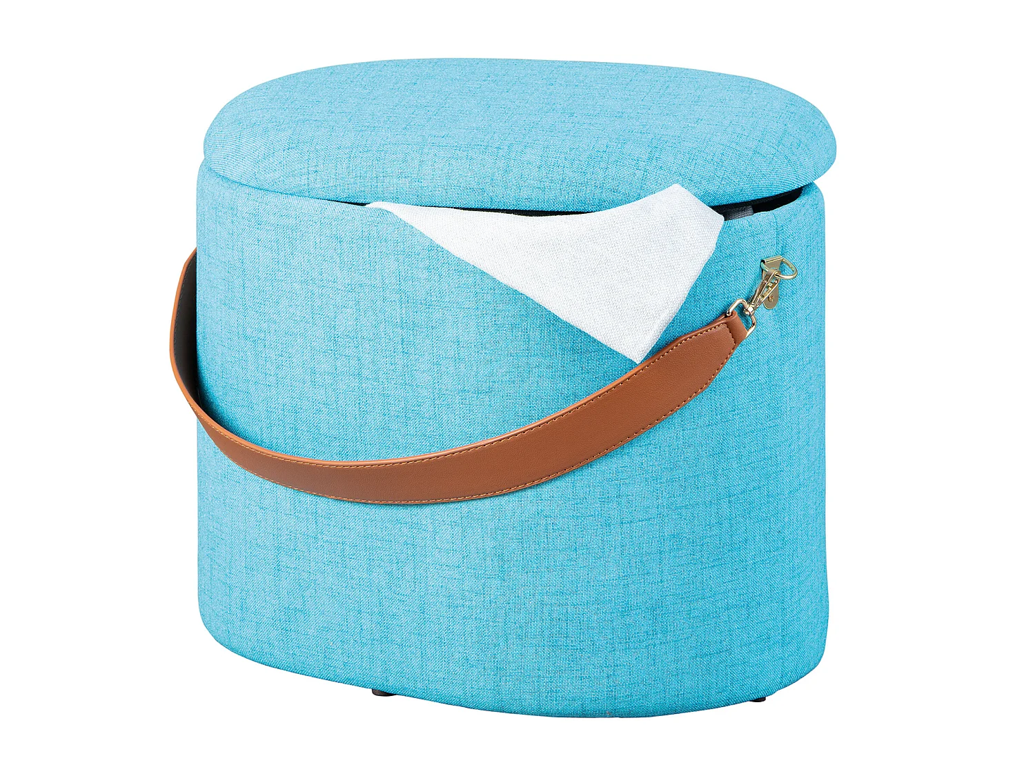 Dirax Fusshocker, Hocker mit Aufbewahrung blau und braun.