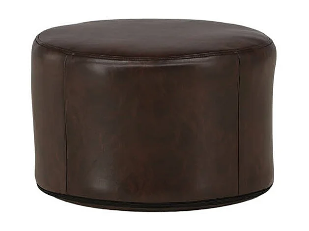 Eastport Pouf, Hocker Ø41cm PU Kunstleder braun.