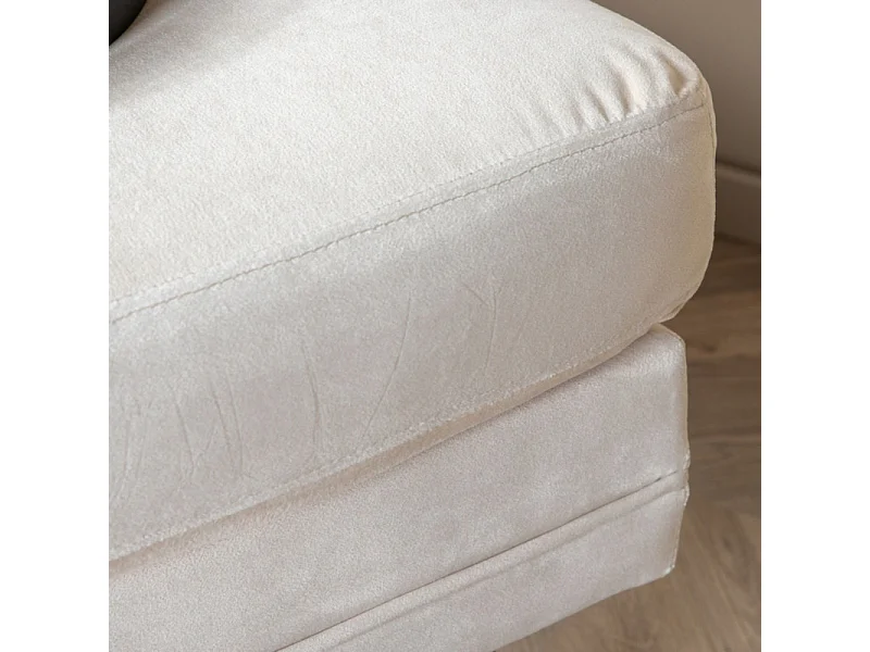 Boom Pouf, Hocker Velour Messing, weiß.