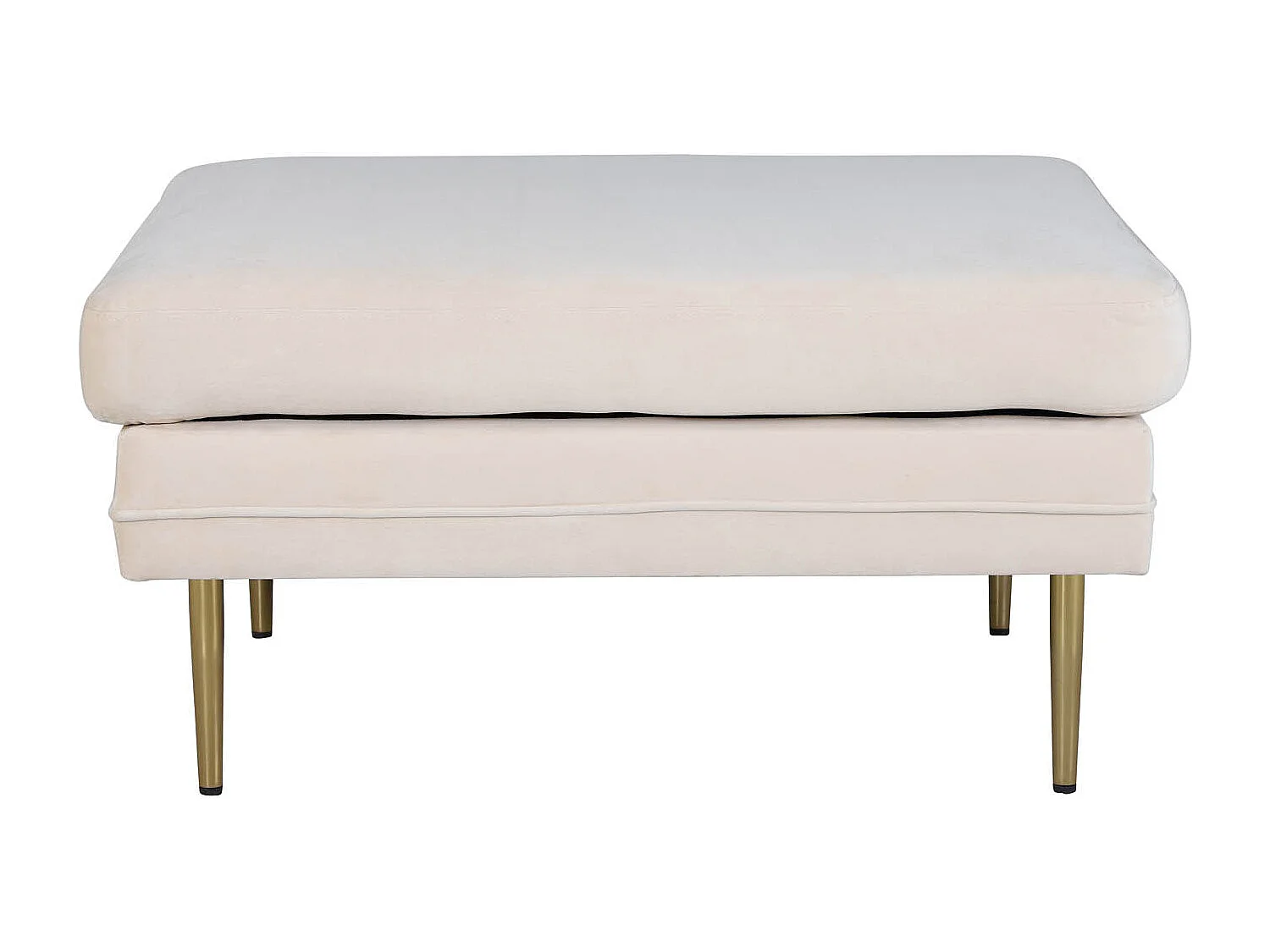 Boom pouf ,repose-pieds  velours laiton, blanc.