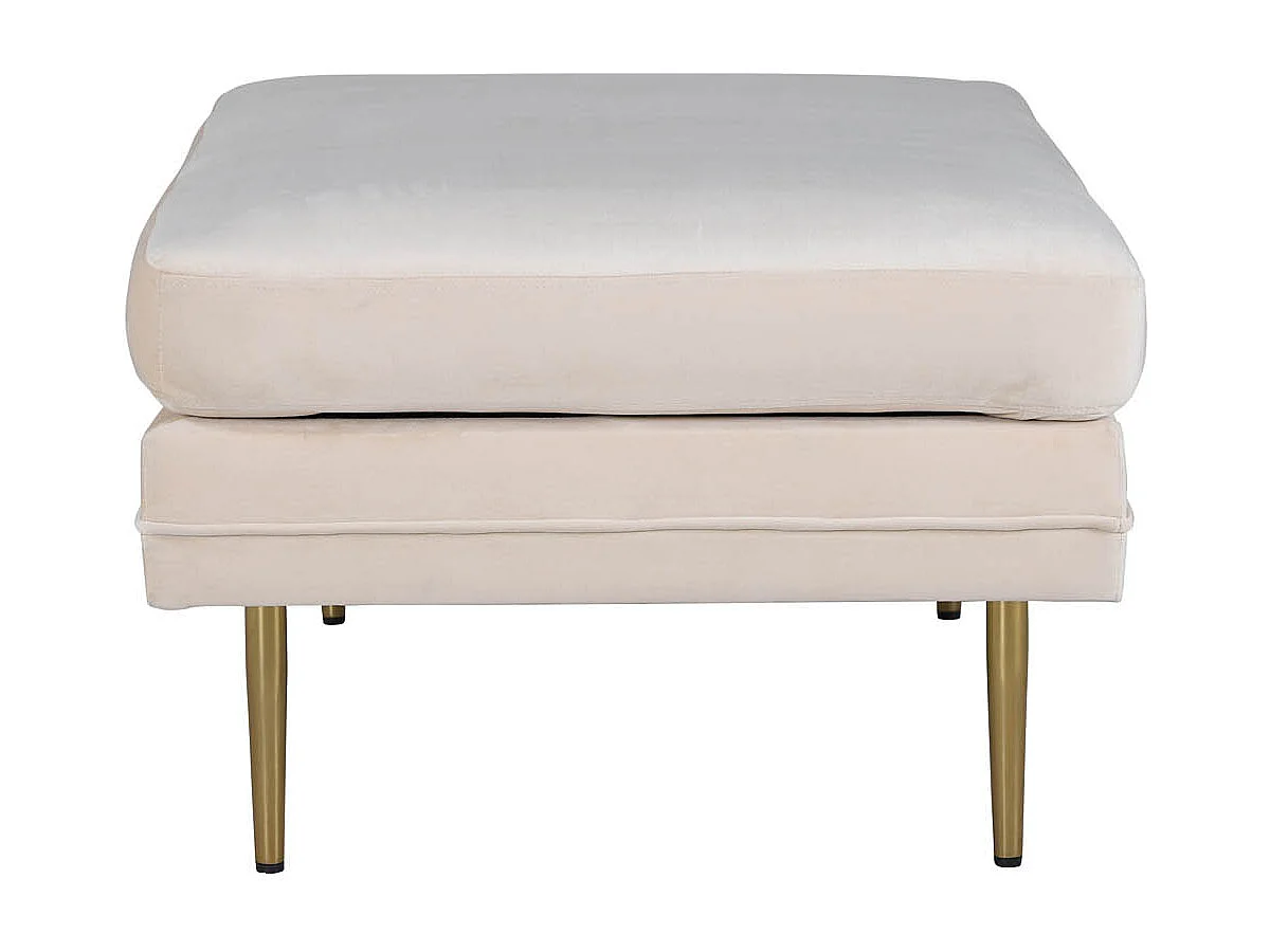Boom pouf ,repose-pieds  velours laiton, blanc.