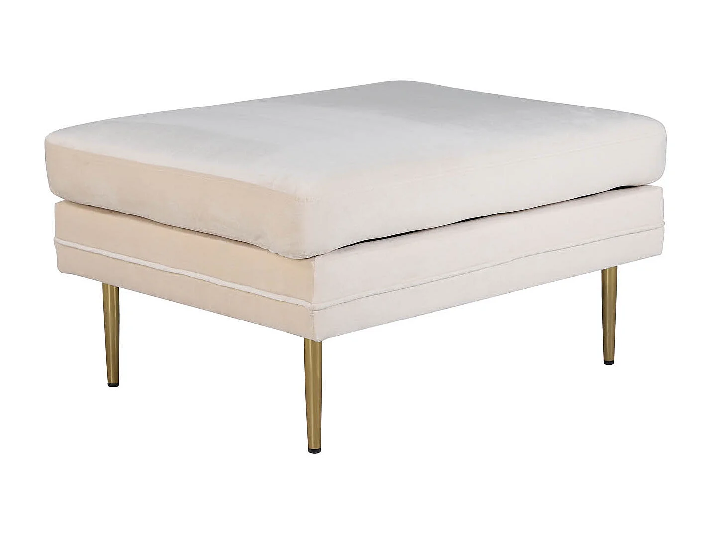 Boom pouf ,repose-pieds  velours laiton, blanc.