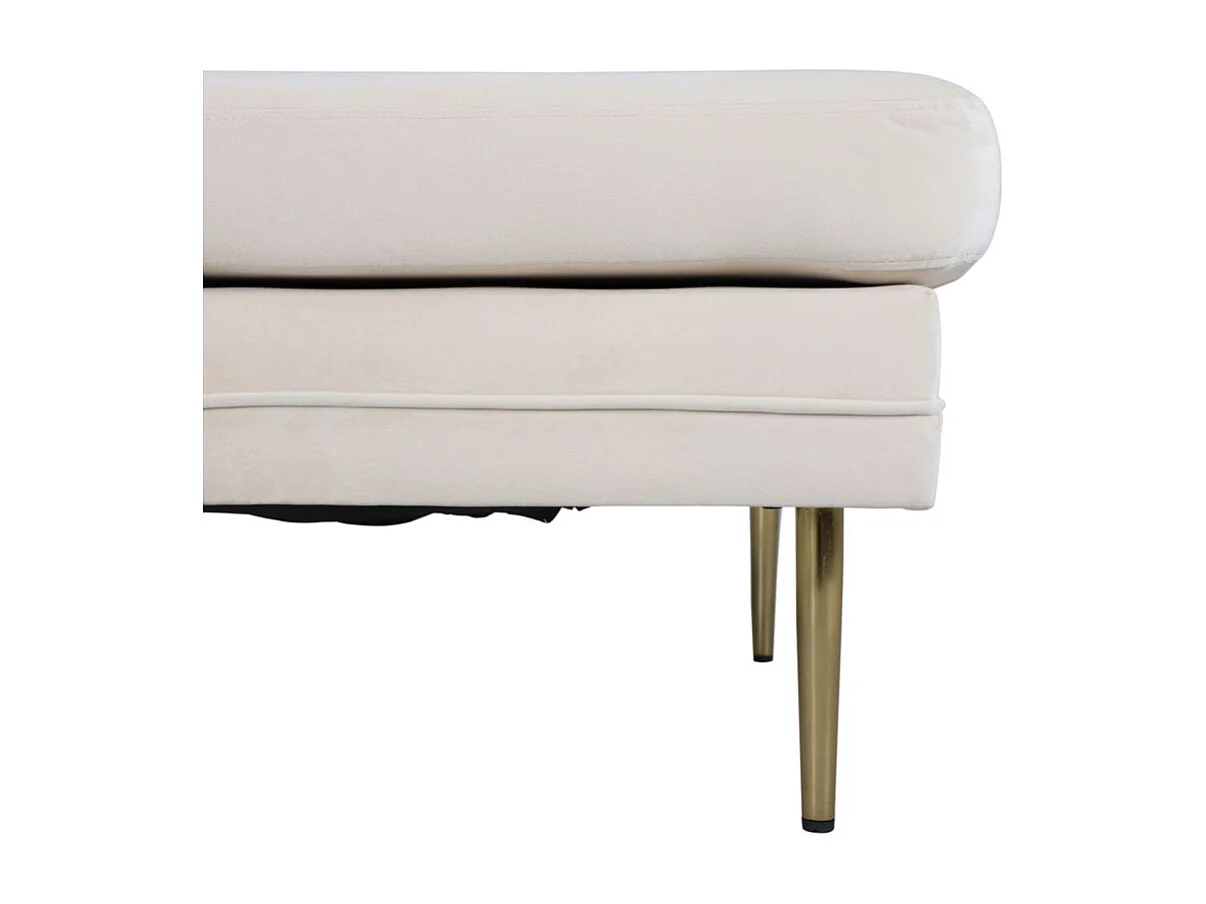 Boom pouf ,repose-pieds  velours laiton, blanc.