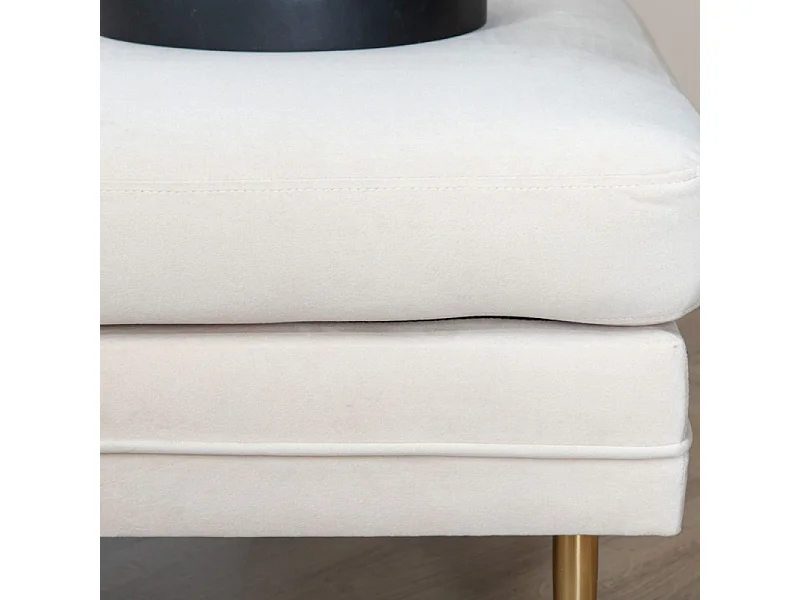Boom pouf ,repose-pieds  velours laiton, blanc.