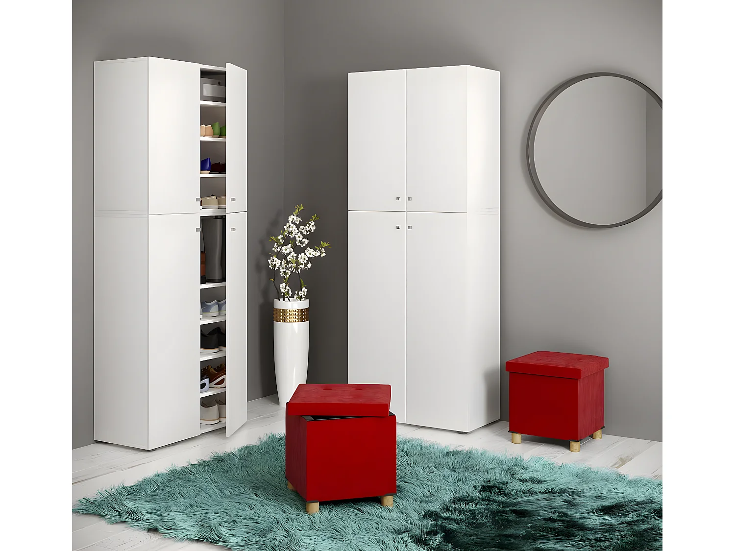 Stoff Sitztruhe Sitzbank Truhe Sitzhocker Sizos M