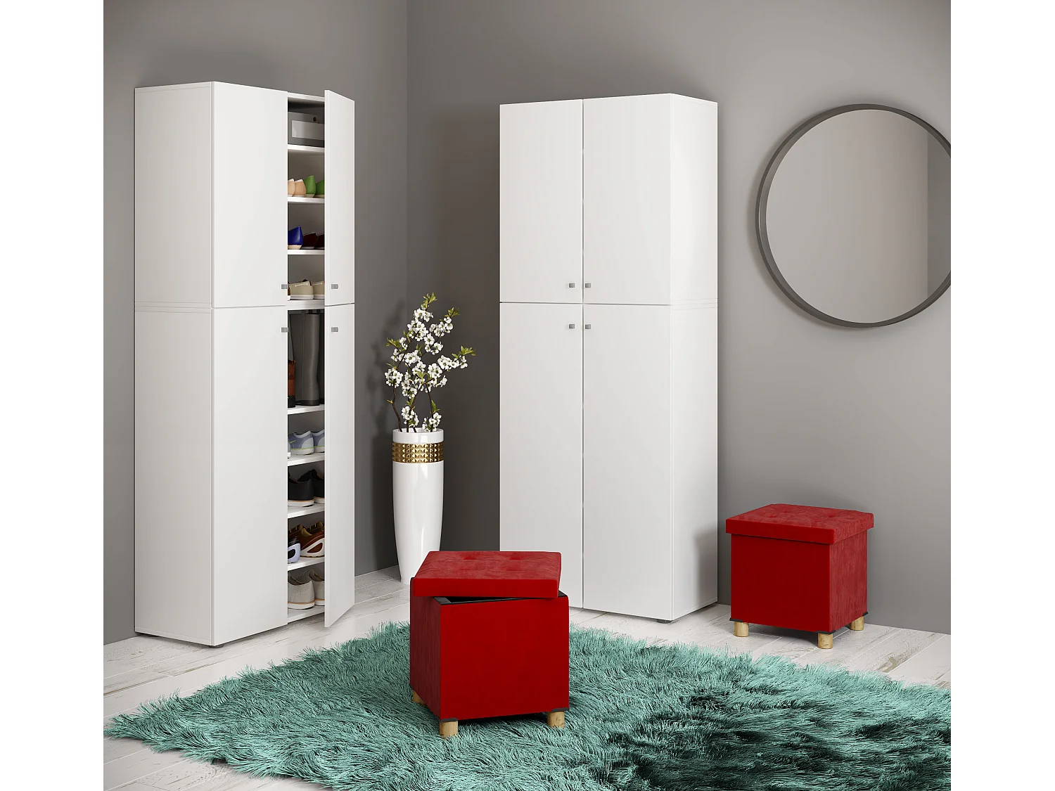 Stoff Sitztruhe Sitzbank Truhe Sitzhocker Sizos M