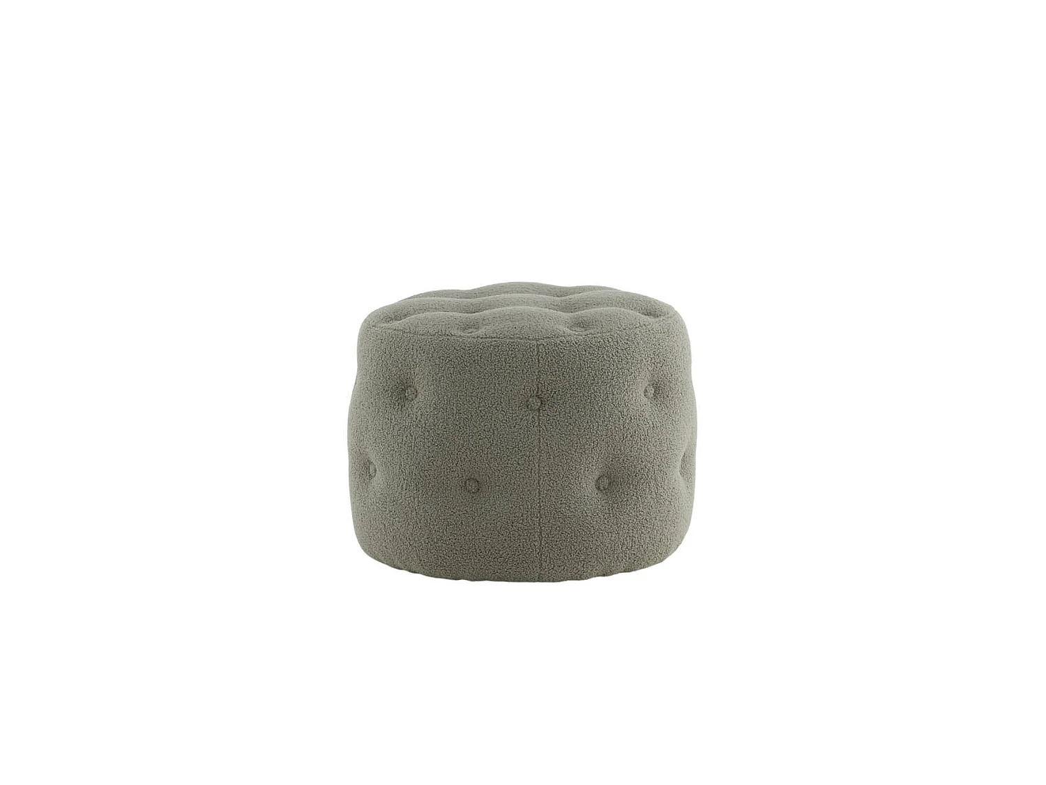 Pouf Capitonné Tissu Bouclette "Benjamin" 55cm Grège