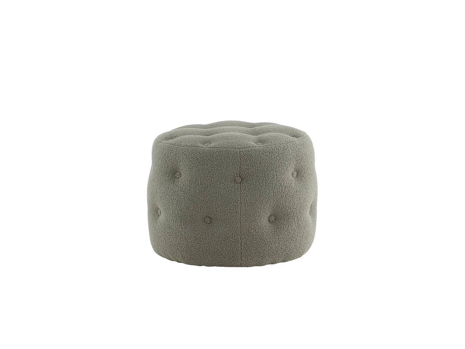 Pouf Capitonné Tissu Bouclette "Benjamin" 55cm Grège