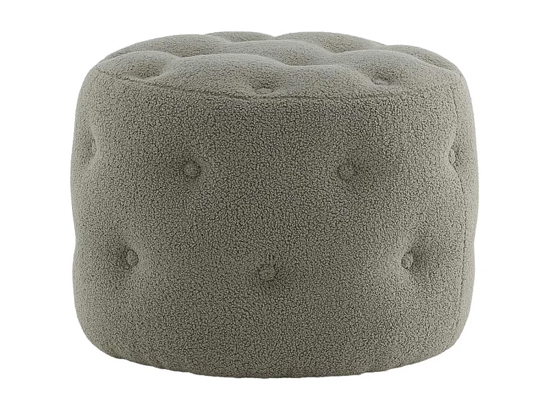 Pouf Capitonné Tissu Bouclette "Benjamin" 55cm Grège