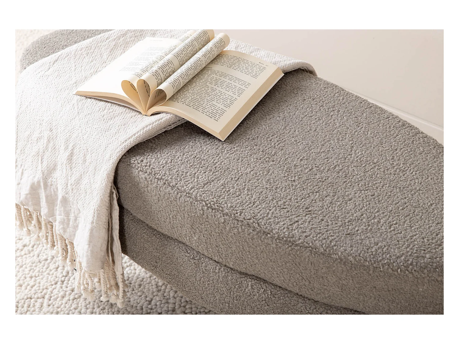 Pouf Design Bouclette "Otto" 100cm Grège