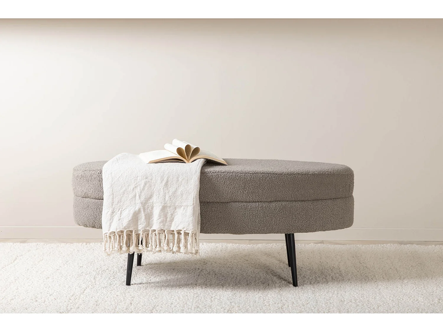 Pouf Design Bouclette "Otto" 100cm Grège