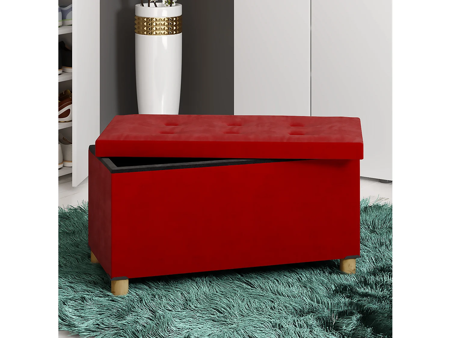 Seat Sizos Red H. 40 x W. 76 x D. 38 cm