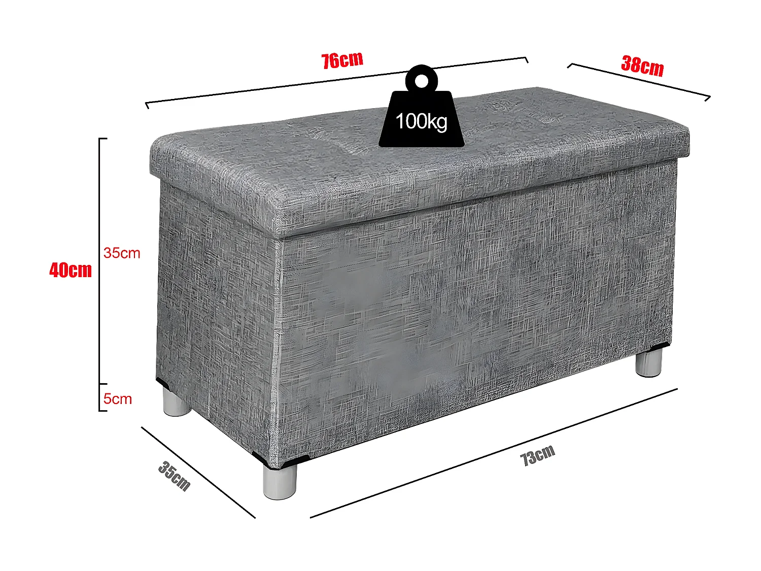 Assento Sizos Vermelho A. 40 x L. 76 x P. 38 cm