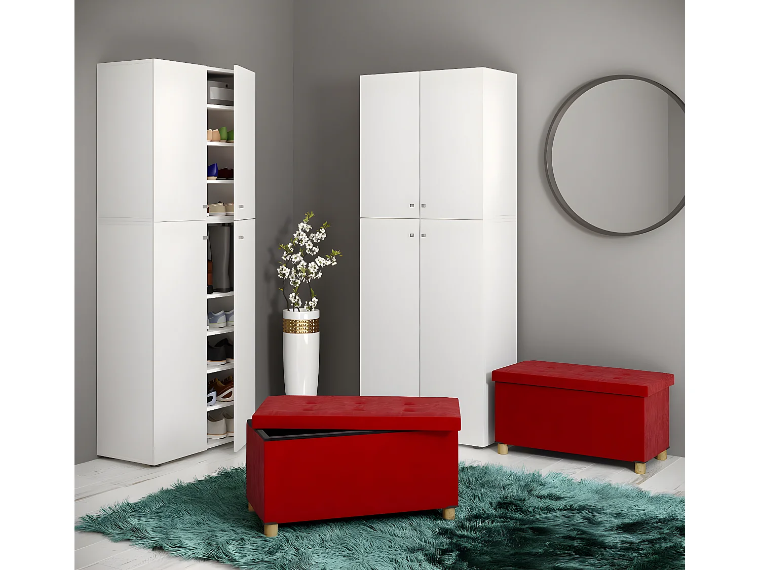 Assento Sizos Vermelho A. 40 x L. 76 x P. 38 cm