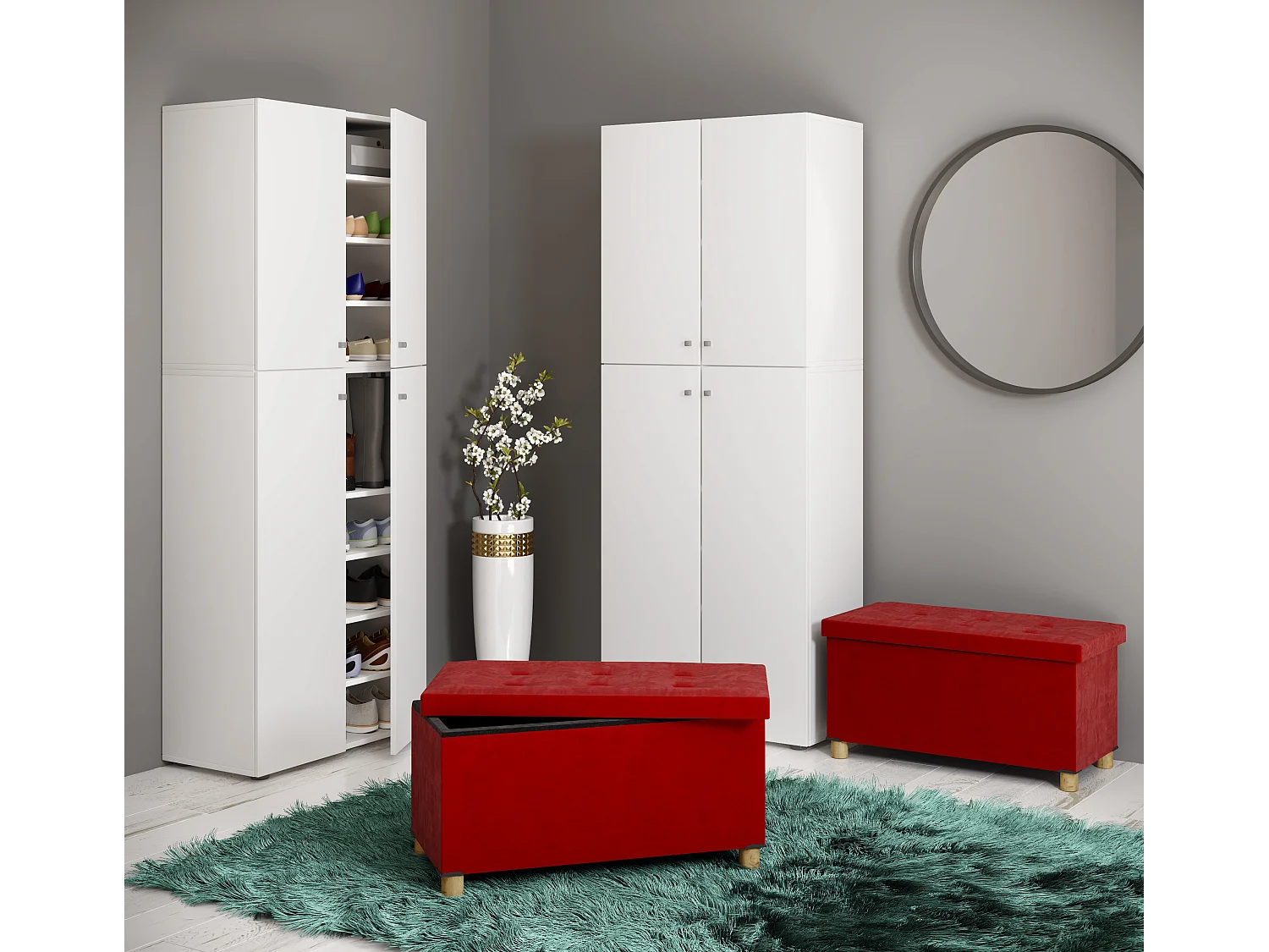 Assento Sizos Vermelho A. 40 x L. 76 x P. 38 cm