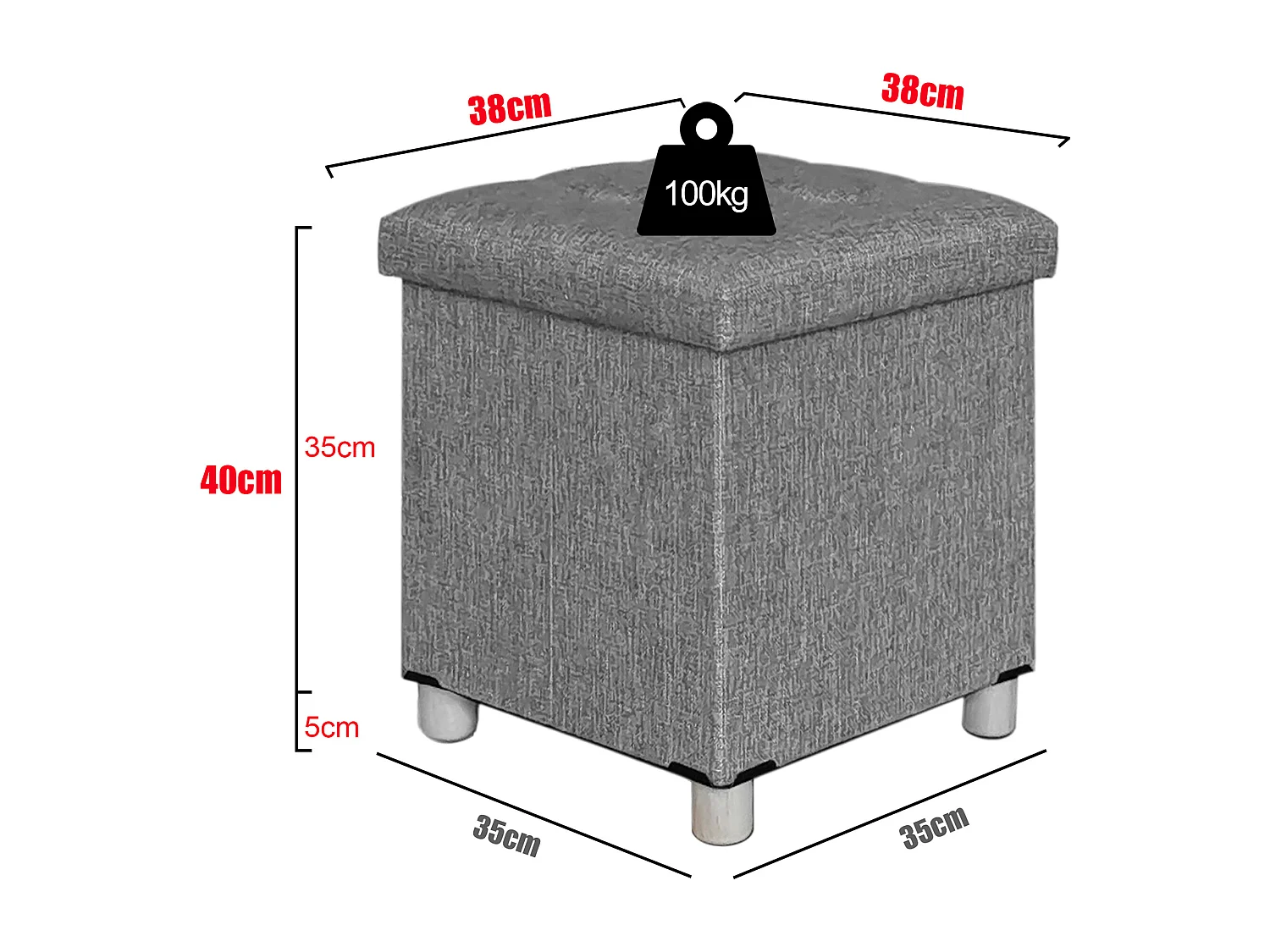 Seat Sizos Gray H. 40 x W. 38 x D. 38 cm