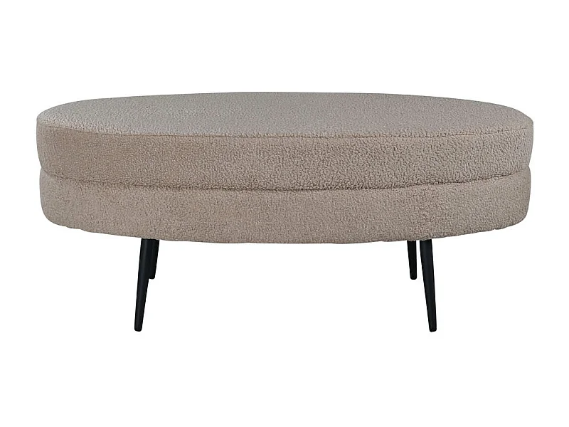 Otto Pouf, Hocker Teddystoff beige, schwarz.
