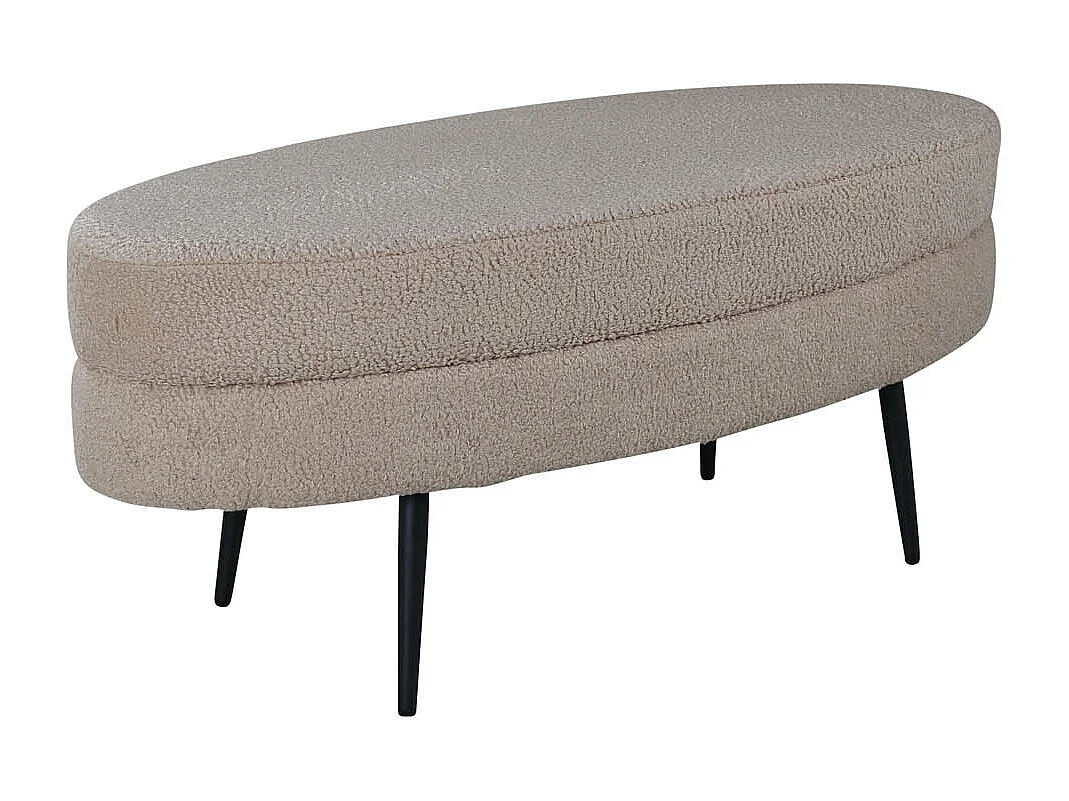 Otto poef, hocker teddystof beige, zwart.