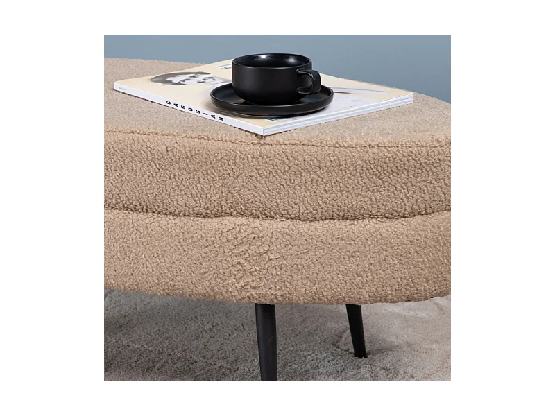 Otto poef, hocker teddystof beige, zwart.