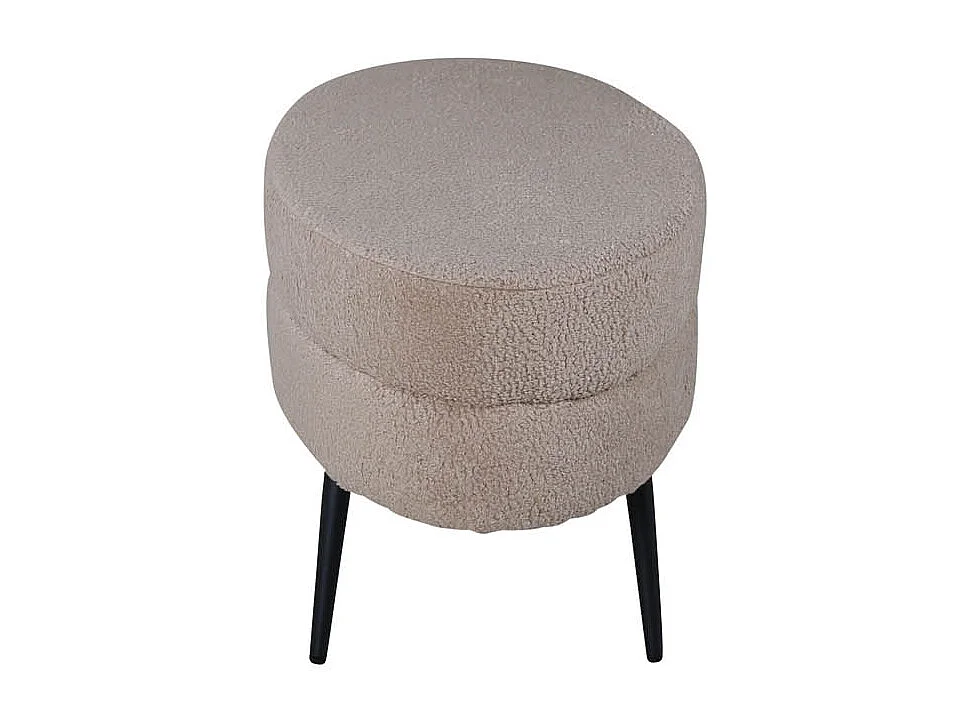 Otto Pouf, Hocker Teddystoff beige, schwarz.