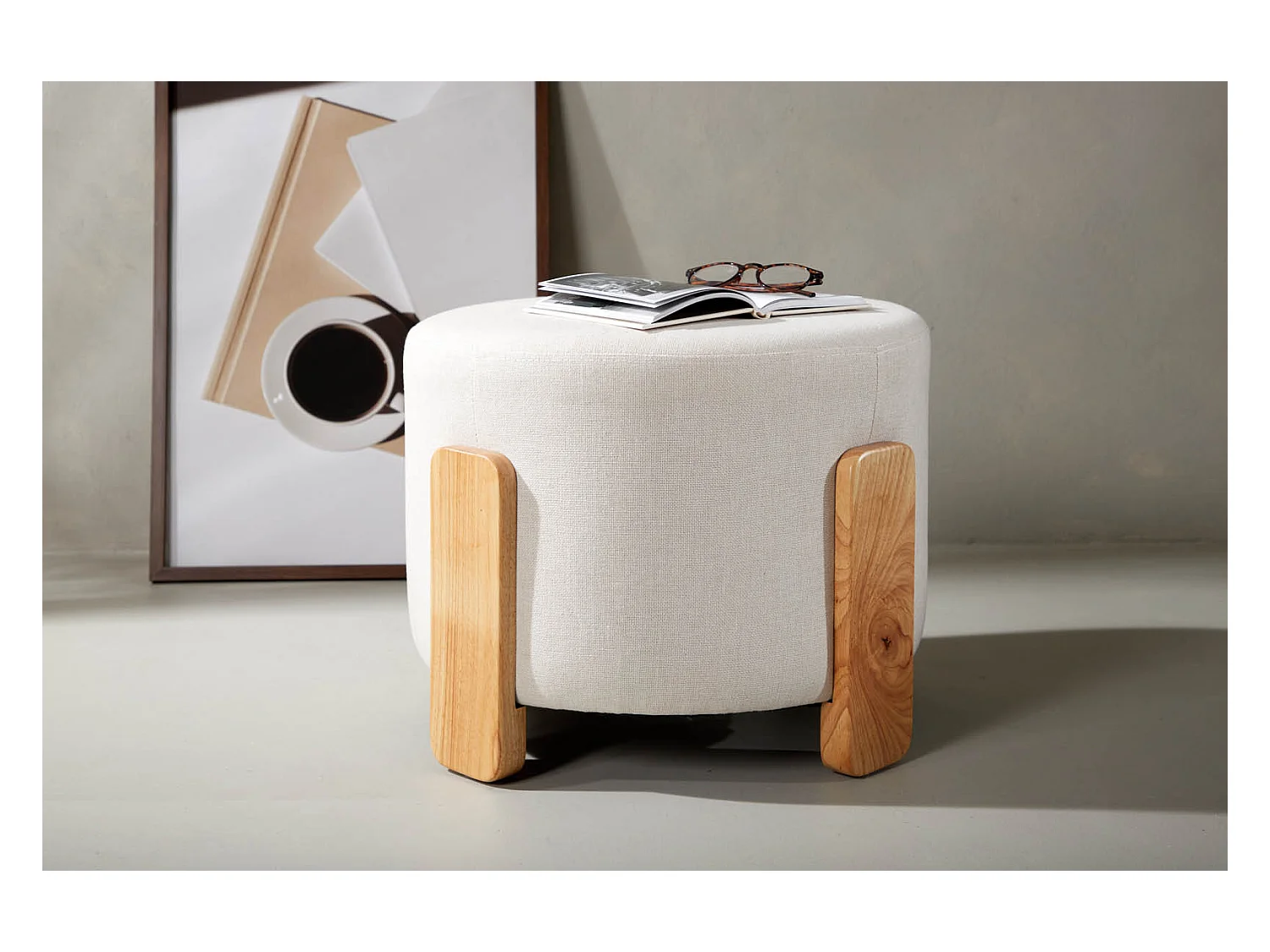 Coffey Pouf, Hocker Ø52,5cm  braun.