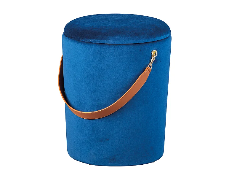 Pampurs Repose-pieds/Tabouret avec compartiment de rangement, bleu et marron.