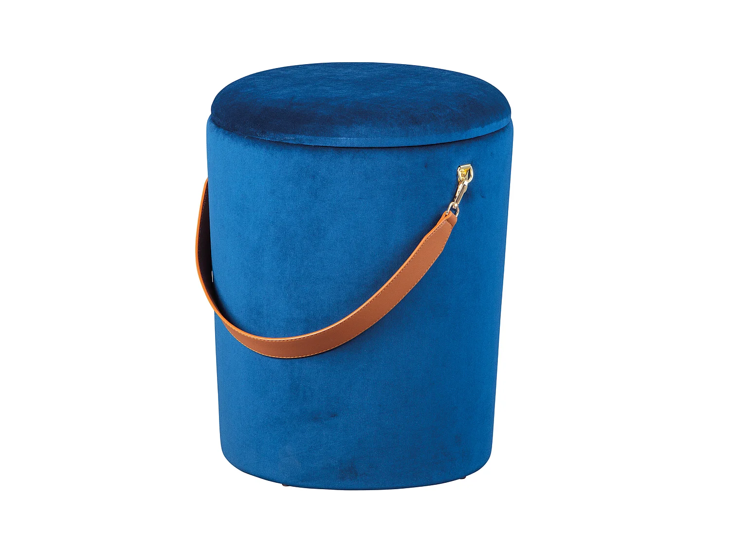 Pampurs Repose-pieds/Tabouret avec compartiment de rangement, bleu et marron.