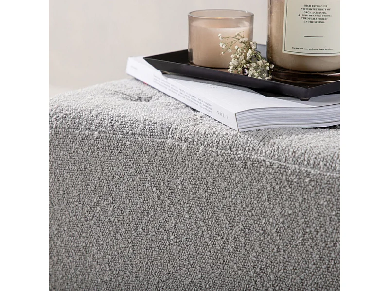 Puff Bowie, reposapiés negro, gris claro.