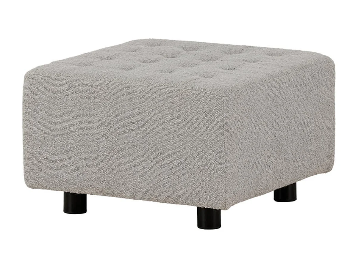 Pouf Tissu Bouclé "Bowie" 51cm Gris Clair