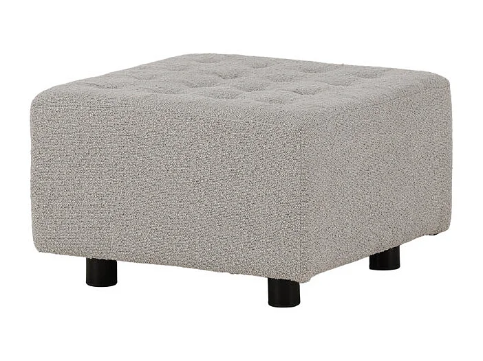 Pouf Tissu Bouclé "Bowie" 51cm Gris Clair