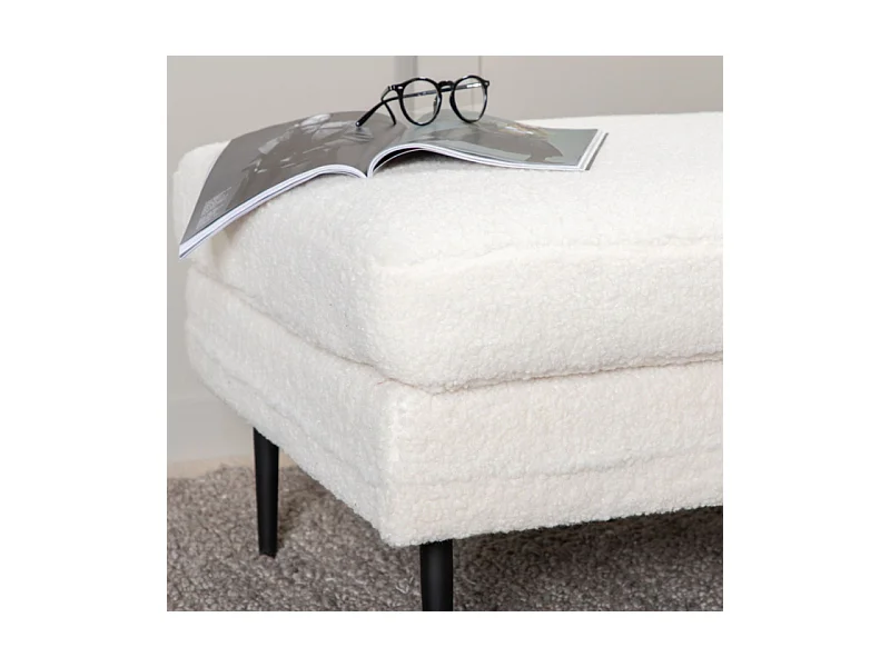Boom poef, hocker teddystof zwart, wit.