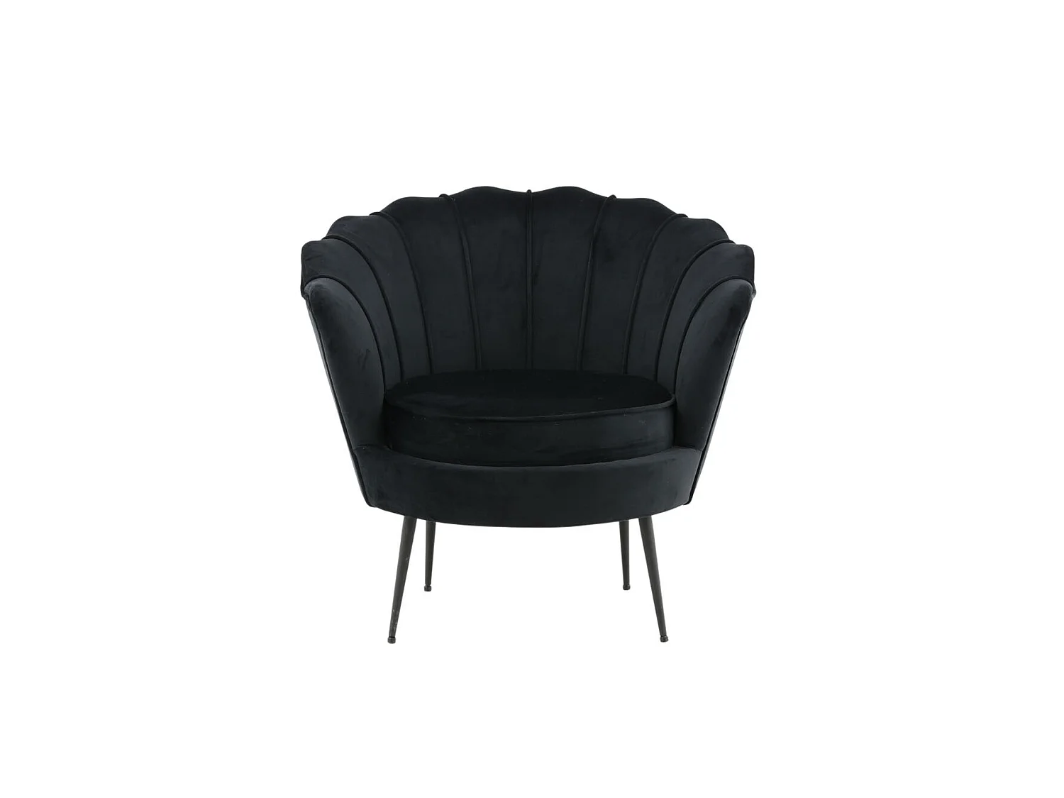 Fauteuil Coquillage en Velours "Calais" 83cm Noir