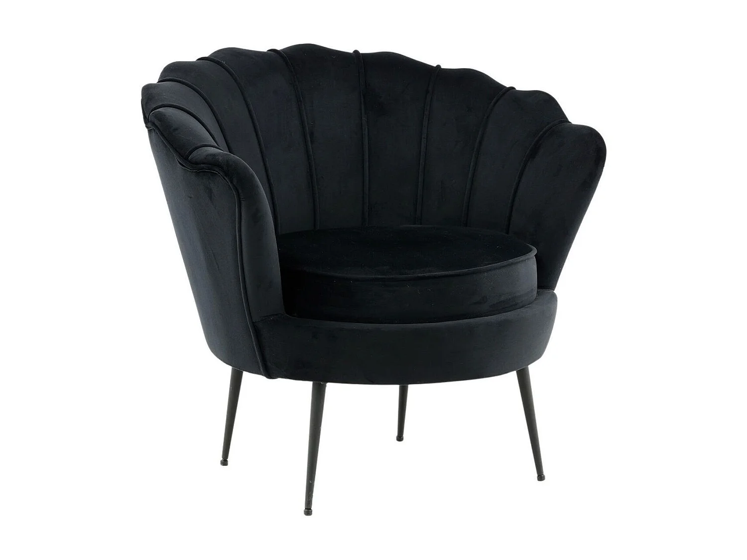 Fauteuil Coquillage en Velours "Calais" 83cm Noir