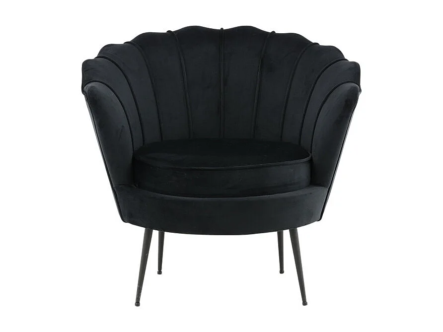 Fauteuil Coquillage en Velours "Calais" 83cm Noir