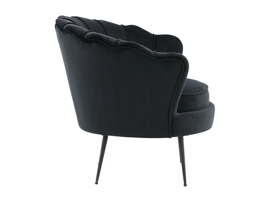 Fauteuil Coquillage en Velours "Calais" 83cm Noir