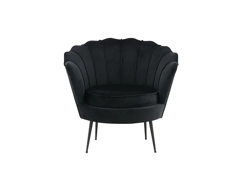Fauteuil Coquillage en Velours "Calais" 83cm Noir