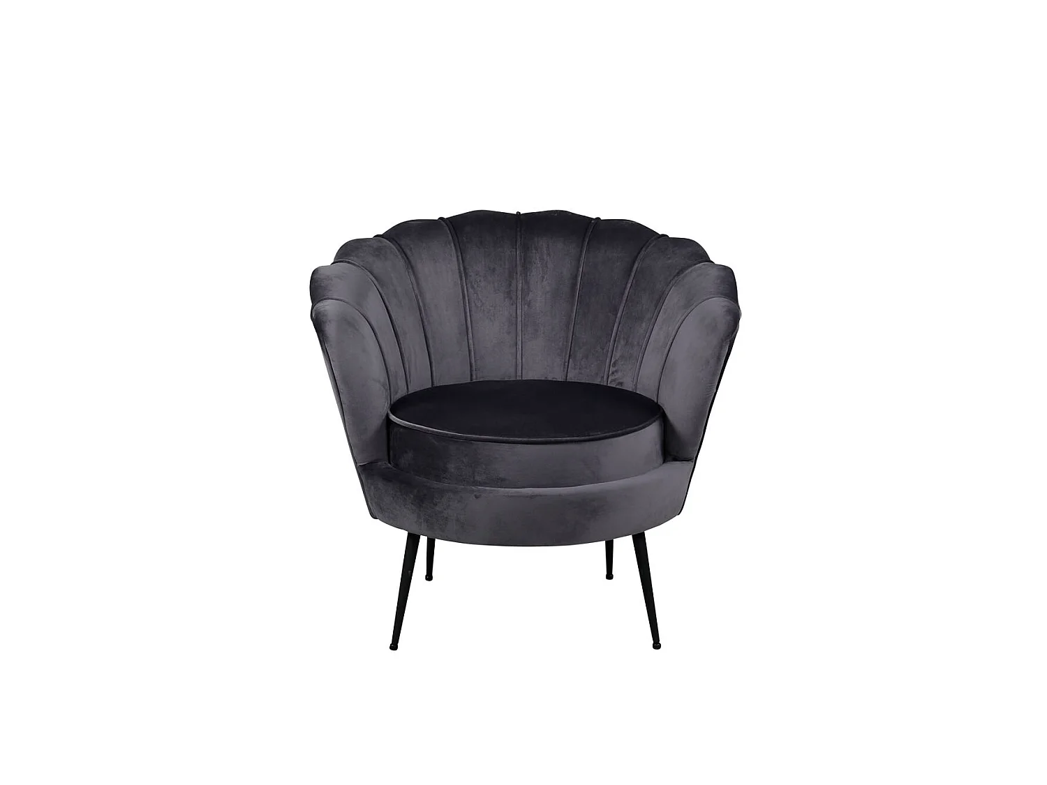 Fauteuil Coquillage en Velours "Calais" 83cm Gris Foncé