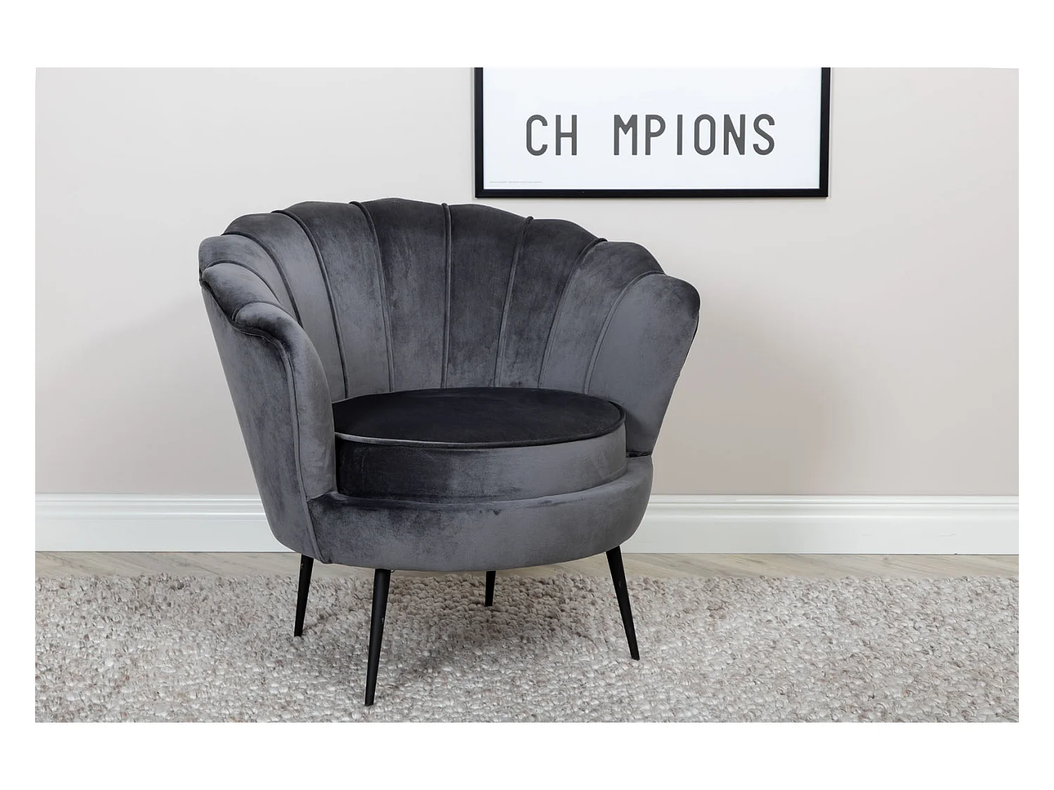 Calais Sessel Velour dunkelgrau.