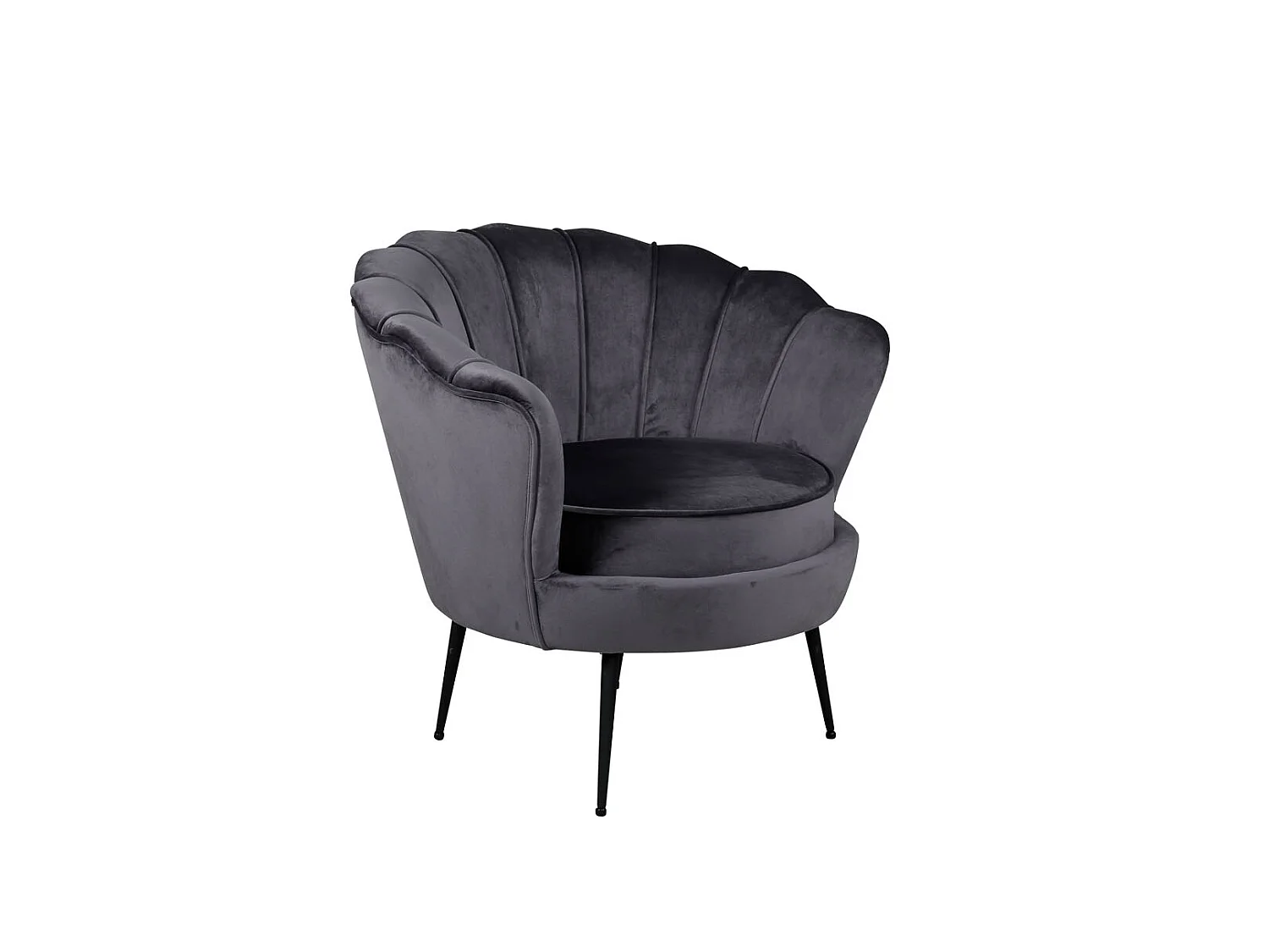 Fauteuil Coquillage en Velours "Calais" 83cm Gris Foncé