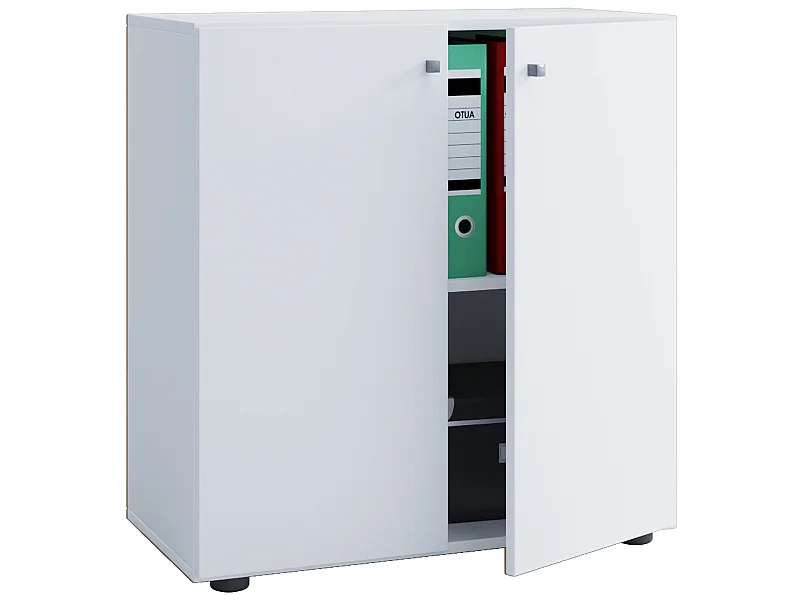 Lona Armoire universelle de bureau, commode de bureau, armoire basse, 2 portes, blanc.