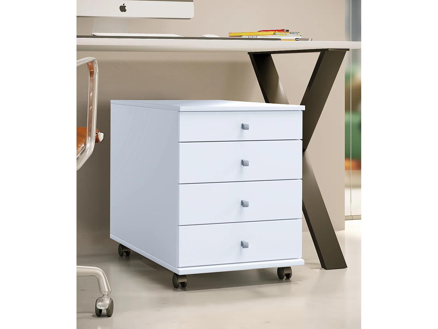 Roll Container Lona White H. 57 x W. 42 x D. 75 cm