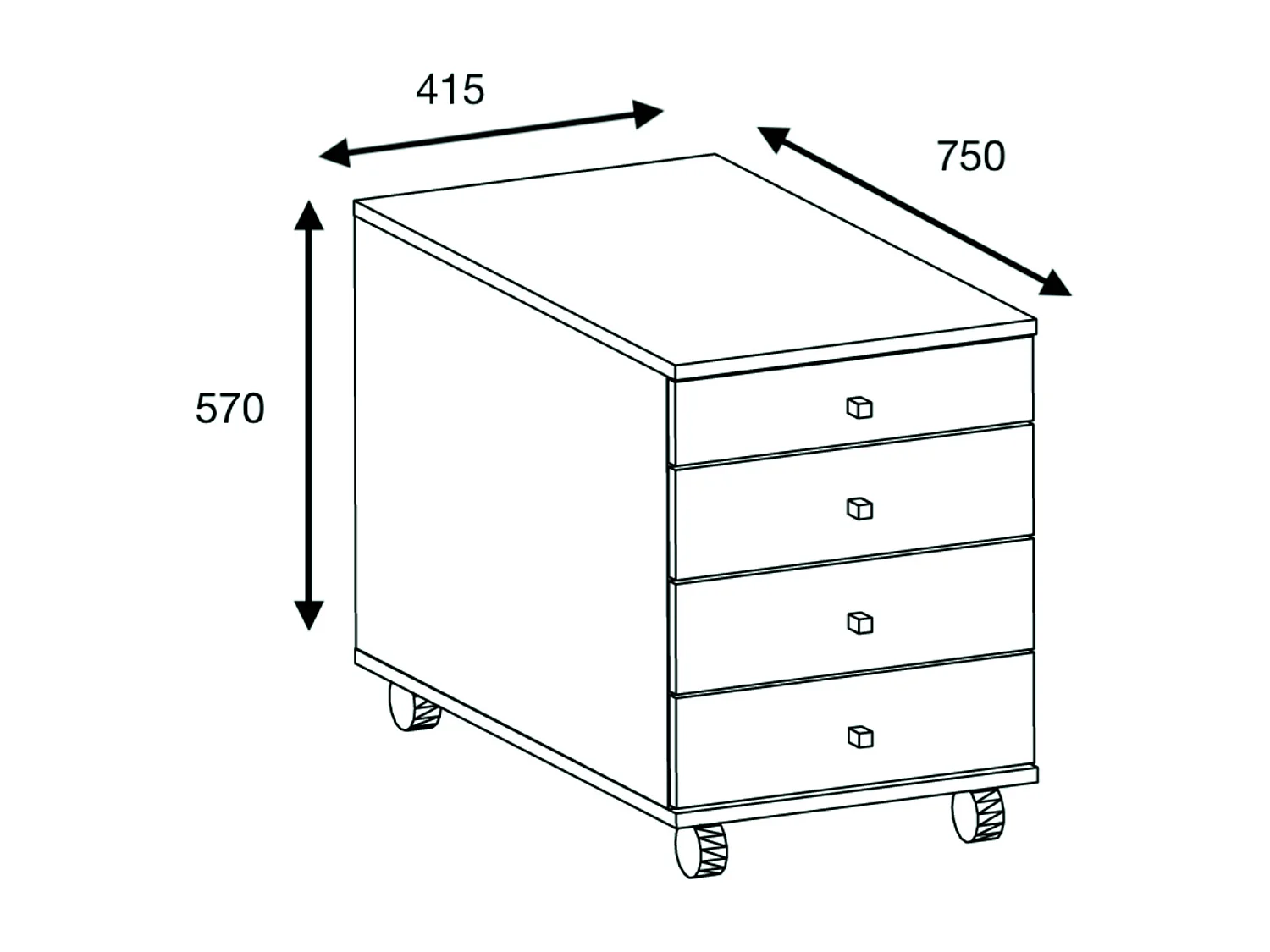 Houten trolley lade Lona 75 cm