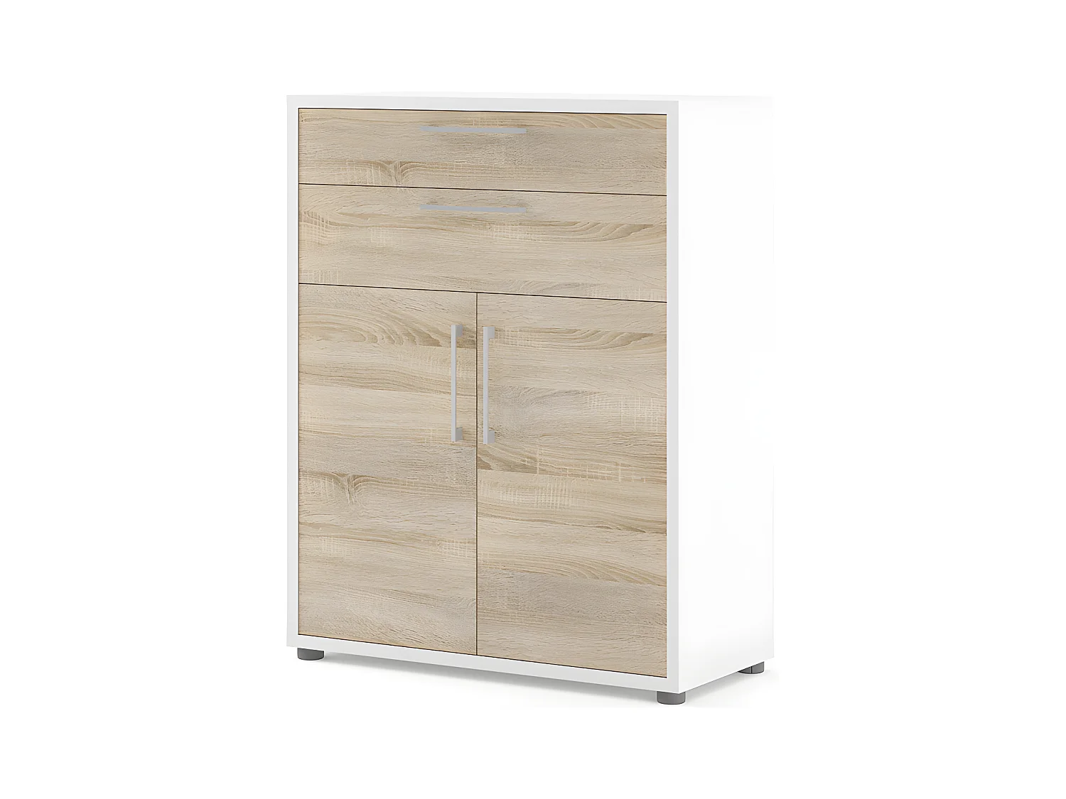 Prisme Archiefkast met 2 laden en 2 deuren, wit, eiken decor