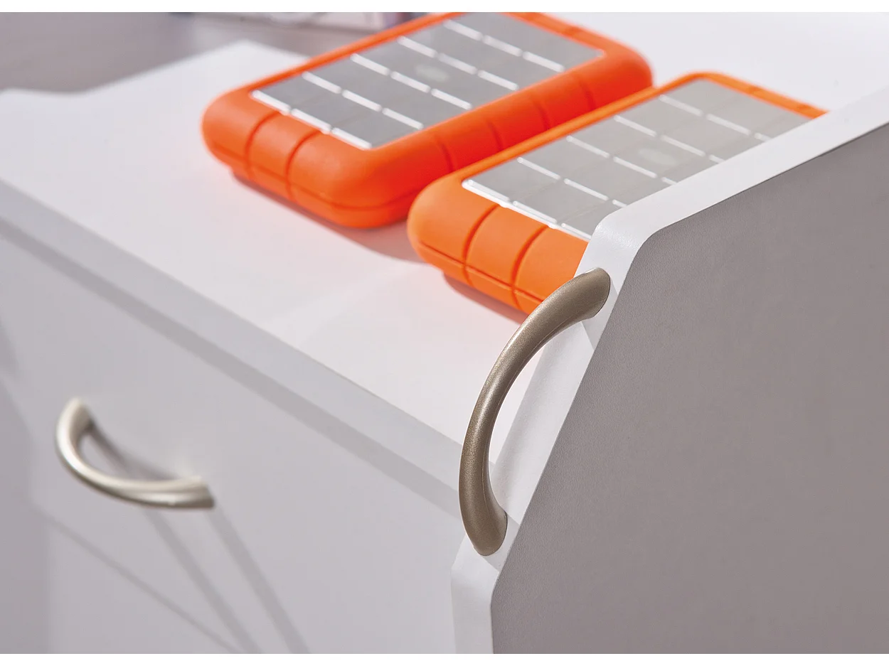 Prosar Commode à roulettes, 4 tiroirs, blanc.